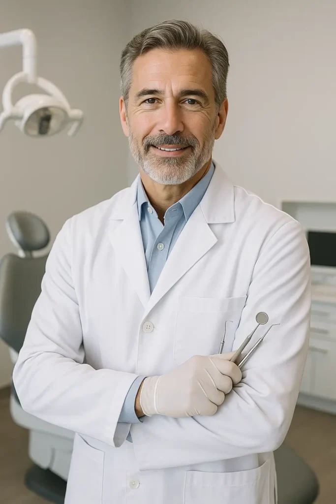 Smiling dentist recommending top supplements for teeth and gum health